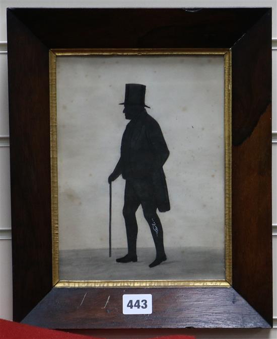 19th century English School, cut and painted silhouette of James Forster 1851, 24 x 18cm